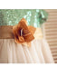 Tulle Sleeves A-line/Princess Short Sequin Scoop Tea-Length Flower Girl Dresses