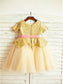 A-line/Princess Sequin Tea-Length Scoop Tulle Sleeves Short Flower Girl Dresses