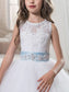 Ball Gown Scoop Floor-Length Applique Tulle Sleeveless Flower Girl Dresses