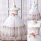 Ball Sleeves Hand-Made Ankle-Length Short Lace Scoop Gown Flower Flower Girl Dresses