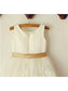 A-line/Princess Sleeveless Bowknot Scoop Lace Tea-Length Flower Girl Dresses