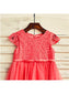 Scoop Tea-Length Sleeves A-line/Princess Lace Tulle Short Flower Girl Dresses