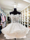 Ball Short Off-the-Shoulder Organza Cut With Gown Applique White Homecoming Dresses