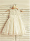 Sleeveless Lace Scoop Ruffles Tea-Length A-line/Princess Flower Girl Dresses