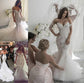 Off-the-Shoulder Tulle Train Chapel Trumpet/Mermaid Sleeveless Wedding Dresses