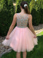 Scoop Sleeveless Beading A-Line/Princess Tulle Short/Mini Homecoming Dresses