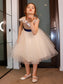 Short Sleeves Scoop Tulle Knee-Length A-Line/Princess Sash/Ribbon/Belt Flower Girl Dresses