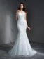 Long Scoop Sleeveless Applique Trumpet/Mermaid Lace Wedding Dresses