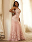 Sheath/Column Straps Tulle Applique Sleeveless Sweep/Brush Train Dresses