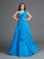 A-Line/Princess Sleeveless Rhinestone Long One-Shoulder Chiffon Plus Size Dresses