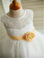 A-line/Princess Lace Tulle Sleeveless Tea-Length Scoop Flower Girl Dresses