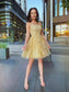 Straps A-Line/Princess Tulle Spaghetti Applique Sleeveless Short/Mini Homecoming Dresses