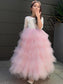 Tulle Lace Ankle-Length Scoop Sleeves A-Line/Princess 3/4 Flower Girl Dresses