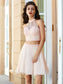 A-Line/Princess Halter Homecoming Dresses Beading Thalia Sleeveless Chiffon Short/Mini Two Piece Dresses