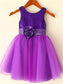 Tulle Tea-Length A-line/Princess Scoop Sequin Sleeveless Flower Girl Dresses