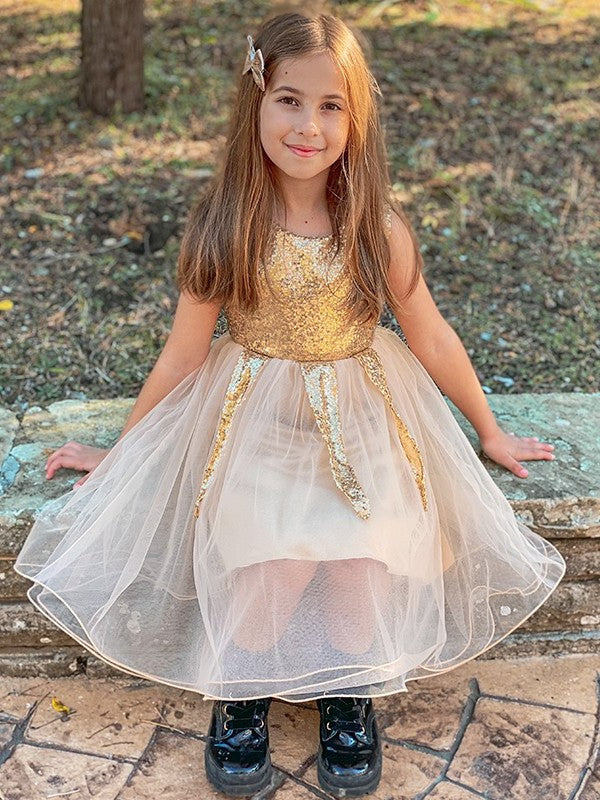 Short/Mini Tulle Sequin Scoop Sleeveless A-Line/Princess Flower Girl Dresses