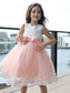 Bowknot A-Line/Princess Lace Sleeveless Short/Mini Scoop Flower Girl Dresses