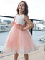 Bowknot A-Line/Princess Lace Sleeveless Short/Mini Scoop Flower Girl Dresses