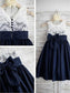 Sleeveless Straps Tea-Length A-line/Princess Taffeta Bowknot Flower Girl Dresses