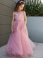 Bowknot Sleeveless A-Line/Princess Tulle V-neck Floor-Length Flower Girl Dresses