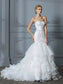 Train Sweep/Brush Trumpet/Mermaid Sleeveless Sweetheart Ruffles Organza Wedding Dresses