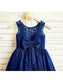 Lace Tea-Length Sleeveless Bowknot Scoop A-line/Princess Flower Girl Dresses