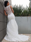 Tulle Trumpet/Mermaid Sleeveless V-neck Sweep/Brush Lace Train Wedding Dresses