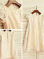 A-line/Princess Short Scoop Sleeves Tea-Length Lace Flower Girl Dresses