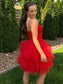 Ruffles A-Line/Princess Tulle Spaghetti Straps Sleeveless Short/Mini Homecoming Dresses