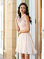 A-Line/Princess Halter Homecoming Dresses Beading Thalia Sleeveless Chiffon Short/Mini Two Piece Dresses