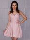 V-neck Sleeveless A-Line/Princess Ruched Short/Mini Homecoming Dresses