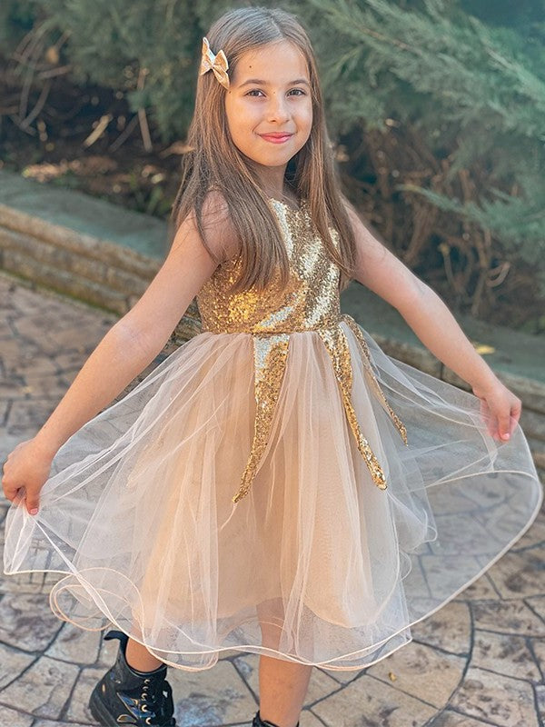 Short/Mini Tulle Sequin Scoop Sleeveless A-Line/Princess Flower Girl Dresses