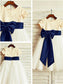 Bowknot Sleeves Tulle Tea-Length Short Scoop A-line/Princess Flower Girl Dresses