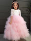 Tulle Lace Ankle-Length Scoop Sleeves A-Line/Princess 3/4 Flower Girl Dresses