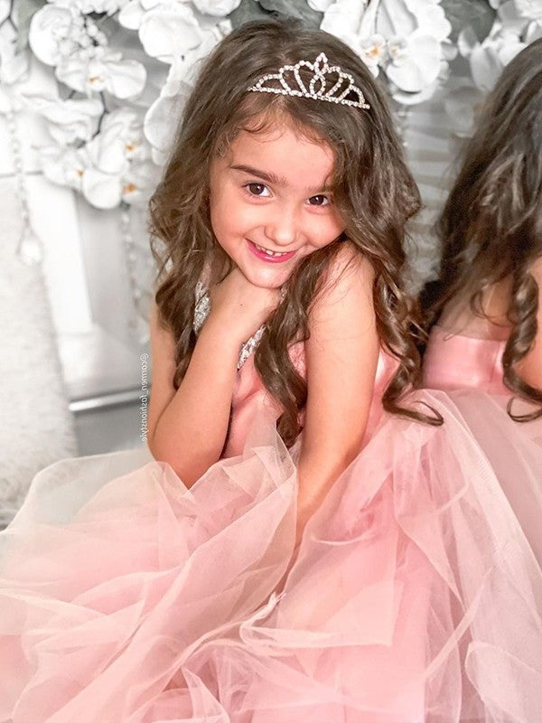 Scoop A-Line/Princess Beading Sleeveless Tea-Length Tulle Flower Girl Dresses