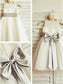 Tea-Length A-line/Princess Bowknot Sleeveless Tulle Scoop Flower Girl Dresses