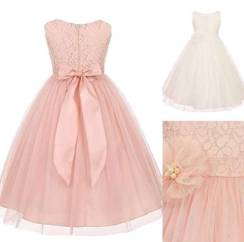 Tulle Sash/Ribbon/Belt Sleeveless A-line/Princess Scoop Ankle-Length Flower Girl Dresses