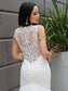 Tulle Trumpet/Mermaid Sleeveless V-neck Sweep/Brush Lace Train Wedding Dresses