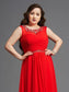 Scoop A-Line/Princess Beading Long Sleeveless Chiffon Plus Size Dresses