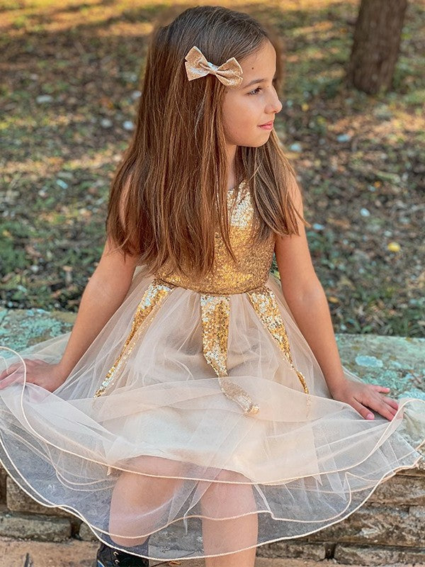 Short/Mini Tulle Sequin Scoop Sleeveless A-Line/Princess Flower Girl Dresses