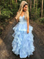 Applique Sleeveless Straps Spaghetti A-Line/Princess Organza Floor-Length Dresses