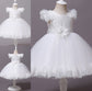 Tulle Gown Sleeves Ball Tea-Length Applique Scoop Short Flower Girl Dresses