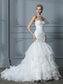 Train Sweep/Brush Trumpet/Mermaid Sleeveless Sweetheart Ruffles Organza Wedding Dresses