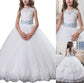 Ball Gown Scoop Floor-Length Applique Tulle Sleeveless Flower Girl Dresses