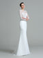 Long Sleeves Lace Trumpet/Mermaid Long Jewel Satin Wedding Dresses