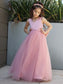 Bowknot Sleeveless A-Line/Princess Tulle V-neck Floor-Length Flower Girl Dresses