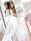 Off-the-Shoulder A-Line/Princess Sweep/Brush Train 1/2 Sleeves Sash/Ribbon/Belt Tulle Flower Girl Dresses