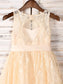 Sleeveless Scoop Tea-Length A-Line/Princess Sash/Ribbon/Belt Lace Flower Girl Dresses