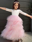 Tulle Lace Ankle-Length Scoop Sleeves A-Line/Princess 3/4 Flower Girl Dresses