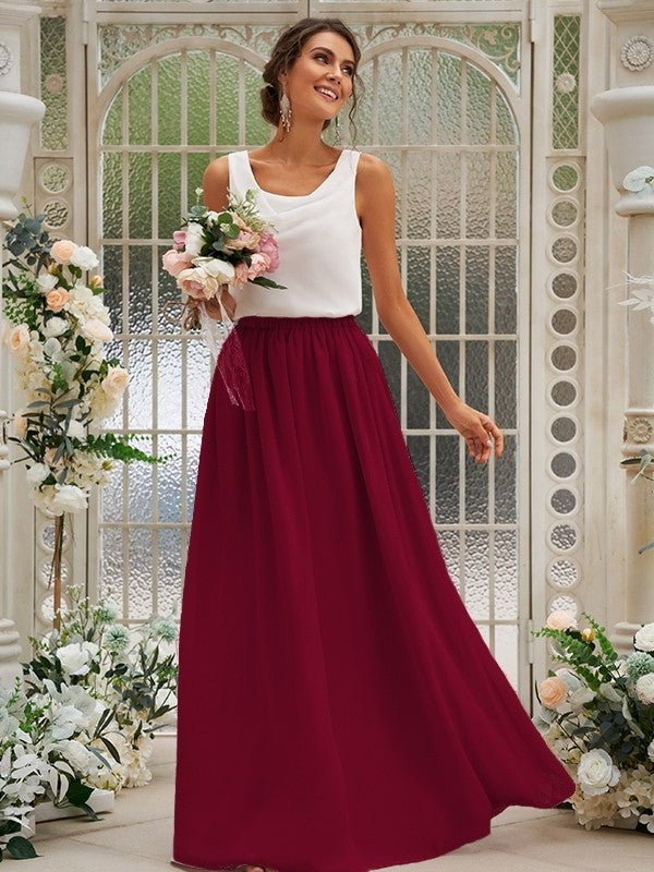 Scoop Sleeveless Ruffles A-Line/Princess Chiffon Floor-Length Bridesmaid Dresses